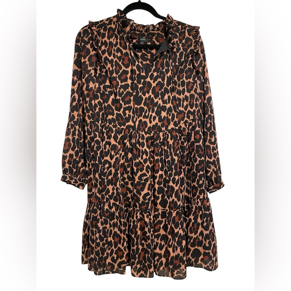 J. Crew Leopard Print Long Sleeve Dress